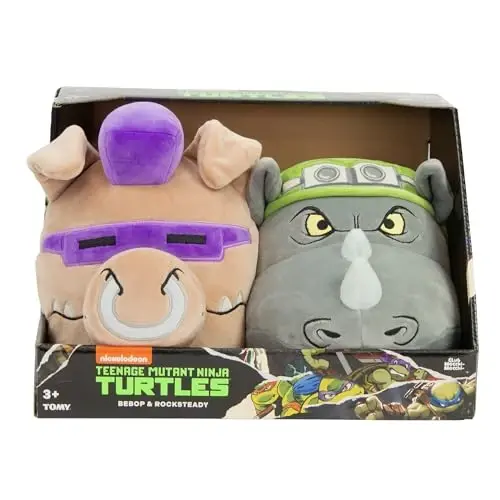 Club Mocchi Mocchi - Teenage Mutant Ninja Turtles Plushies - Bebop va Rocksteady Plush Combo Pack - Yumshoq va siquvchan TMNT Plush sovg'a to'plami - 8 dyuym 