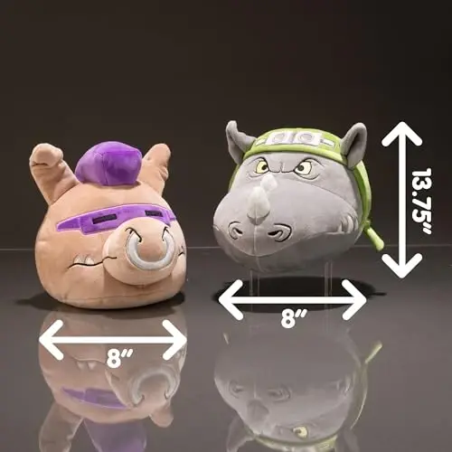 Club Mocchi Mocchi - Teenage Mutant Ninja Turtles Plushies - Bebop va Rocksteady Plush Combo Pack - Yumshoq va siquvchan TMNT Plush sovg'a to'plami - 8 dyuym - 2