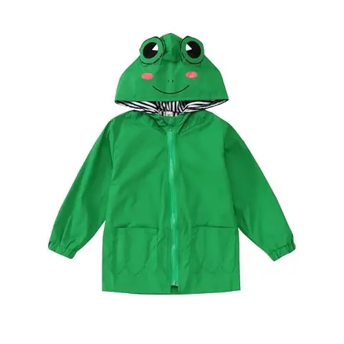 CM C&M WODRO Toddler Baby Boy Girl Duck Rain Jacket Cute Cartoon Animal Raincoat Hoodie Kids Coat Fall Winter School Outfit - CM