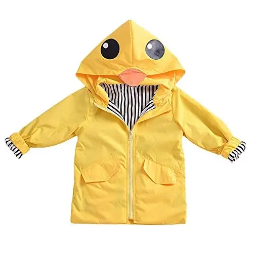 CM C&M WODRO Toddler Baby Boy Girl Duck Rain Jacket Cute Cartoon Animal Raincoat Hoodie Kids Coat Fall Winter School Outfit - CM (1)