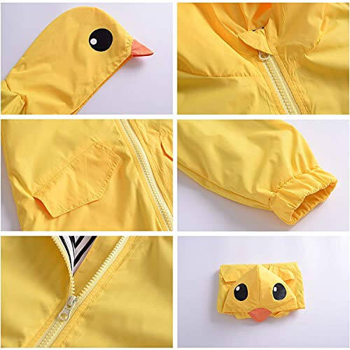 CM C&M WODRO Toddler Baby Boy Girl Duck Rain Jacket Cute Cartoon Animal Raincoat Hoodie Kids Coat Fall Winter School Outfit - 4