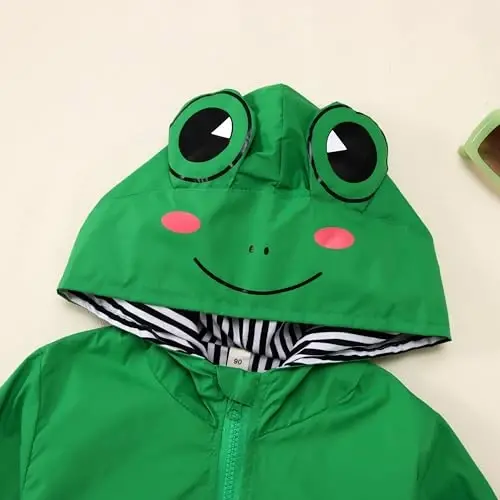 CM C&M WODRO Toddler Baby Boy Girl Duck Rain Jacket Cute Cartoon Animal Raincoat Hoodie Kids Coat Fall Winter School Outfit - 2