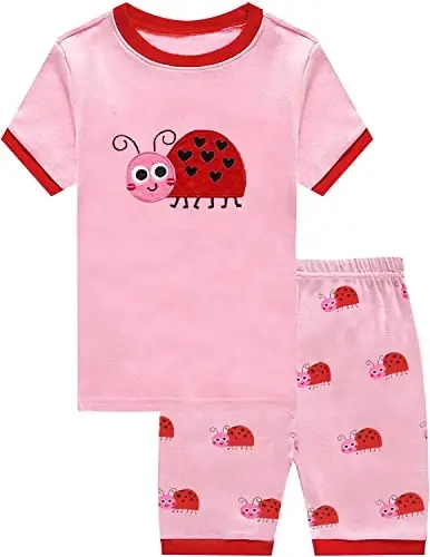 CM-Kid Little Girls Pajamas Short Sleeve 100% Cotton Toddler Pjs Mermaid Sleepwear Unicorn Pajama Summer Clothes Sets 1-7T - 1
