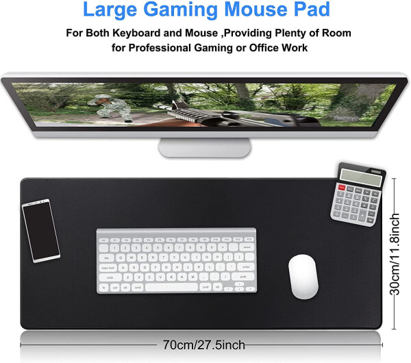 Cmhoo Gaming Mouse Pad, O'lchami 27.5x11.8, Qalinligi 0.12 dyuym, Premium-Teksturali Sirpanmas va Su o'tkazmaydigan Kompyuter Sichqoncha Pad, O'yinlar, Ofis va Uy uchun Tikilgan Qirralar bilan 70x30 Qora01 - 5