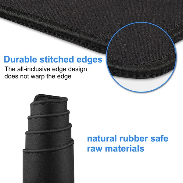 Cmhoo Gaming Mouse Pad, O'lchami 27.5x11.8, Qalinligi 0.12 dyuym, Premium-Teksturali Sirpanmas va Su o'tkazmaydigan Kompyuter Sichqoncha Pad, O'yinlar, Ofis va Uy uchun Tikilgan Qirralar bilan 70x30 Qora01 - 3