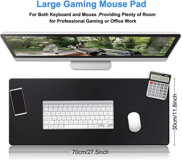 Cmhoo Gaming Mouse Pad, O'lchami 27.5x11.8, Qalinligi 0.12 dyuym, Premium-Teksturali Sirpanmas va Su o'tkazmaydigan Kompyuter Sichqoncha Pad, O'yinlar, Ofis va Uy uchun Tikilgan Qirralar bilan 70x30 Qora01 - 4