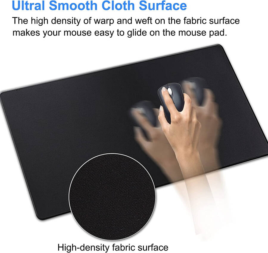 Cmhoo Oyun Mouse Pad'i, 27.5x11.8 boyutunda, 0.12 inç kalınlığında, oyun, ofis ve ev için dikişli kenarlı, premium dokulu kaymaz ve su geçirmez bilgisayar mouse pad'i. 70x30 Siyah01 - 7