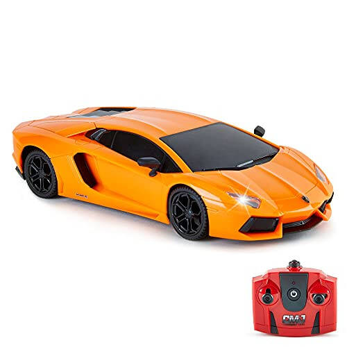 CMJ RC Mashinalar Lamborghini LP700-4 Masofadan boshqariladigan RC Mashina Rasmiy litsenziyalangan 1:24 Miqyos Ishlaydigan chiroqlar 2.4Ghz. Ajoyib bolalar o'yinchoq avtomobili (To'q sariq) - 1