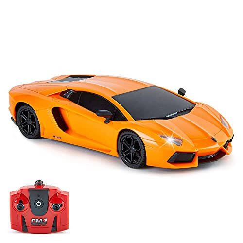 CMJ RC Mashinalar Lamborghini LP700-4 Masofadan boshqariladigan RC Mashina Rasmiy litsenziyalangan 1:24 Miqyos Ishlaydigan chiroqlar 2.4Ghz. Ajoyib bolalar o'yinchoq avtomobili (To'q sariq) - 2