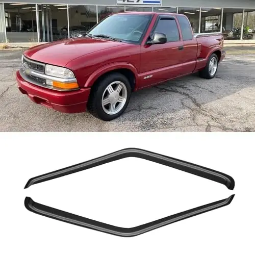 CMVT 1994-2004 Chevy S10/GMC Sonoma, 1995-2005 S10 Blazer/S15 Jimmy, 1996-2000 Isuzu Hombre uchun Avto Oyna Vizor, Yomg'ir Himoyasi Shamol Deflektori To'q Sentyabr, Yelimlanadigan, 2Dona - 1