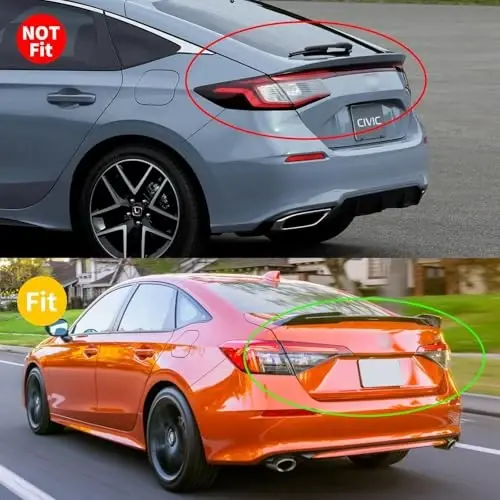 CMVT Auto Window Visor for 2022-2025 Honda Civic, Out-Channel Rain Guards Shields Vent Deflector Shade Wind Dark Smoke, Tape-On Outside-Mount 2023 22 23 24, 4PCS 