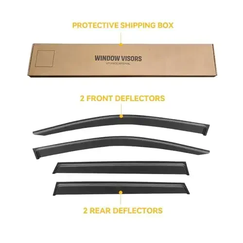 CMVT Auto Window Visor for Toyota Corolla Cross 2022-2025, Out-Channel Rain Guards Shields Vent Wind Shade Deflector Dark Smoke 2023 22 23 24, Tape-On Outside-Mount, 4PCS - 7