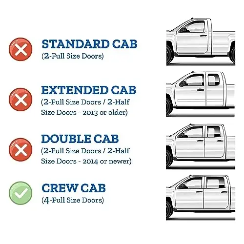 CMVT Auto Window Visors for 2014-2018 Chevrolet(Chevy) Silverado & GMC Sierra 1500 Crew Cab, Rain Guards Vent Deflector Shade Dark Smoke for 15-19 Silverado & Sierra 2500HD/3500HD, Tape-On, 4PCS 