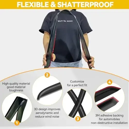 CMVT Auto Window Visors for 2002-2009 Chevy(Chevrolet) Trailblazer, Rain Guards Shields Vent Deflector Shade Dark Smoke 2003 2004 2005 2006 2007 2008 02 03 04 05 06 07 08 09, Tape-On, 4PCS 