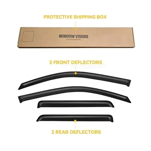 CMVT Auto Window Visors for 2002-2009 Chevy(Chevrolet) Trailblazer, Rain Guards Shields Vent Deflector Shade Dark Smoke 2003 2004 2005 2006 2007 2008 02 03 04 05 06 07 08 09, Tape-On, 4PCS - 6