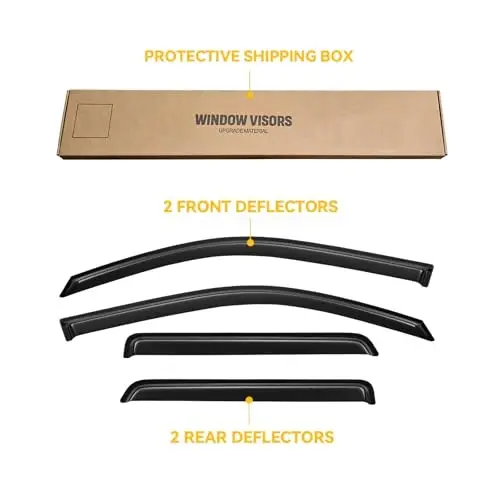 CMVT Auto Window Visors for 2002-2009 Chevy(Chevrolet) Trailblazer, Rain Guards Shields Vent Deflector Shade Dark Smoke 2003 2004 2005 2006 2007 2008 02 03 04 05 06 07 08 09, Tape-On, 4PCS - 6