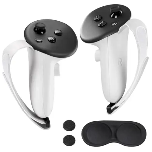 CoBak Controller Grips for Meta Quest 3s and Quest 3, Adjustable Knuckle Straps Accessories for Touch Plus Controllers, White - 1