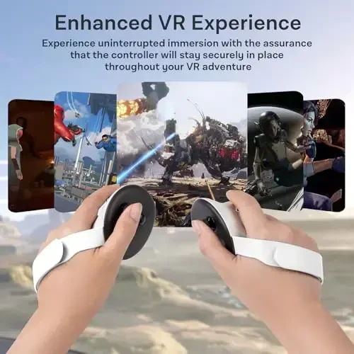 CoBak Controller Grips Meta Quest 3s va Quest 3 uchun, Touch Plus Controllerlari uchun sozlanishi mumkin bo'lgan bo'g'in tasmali aksessuarlar, Oq - 7