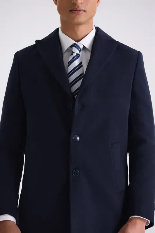 Cobalt Comfort Fit Pointed Collar Cashmere Coat - 3