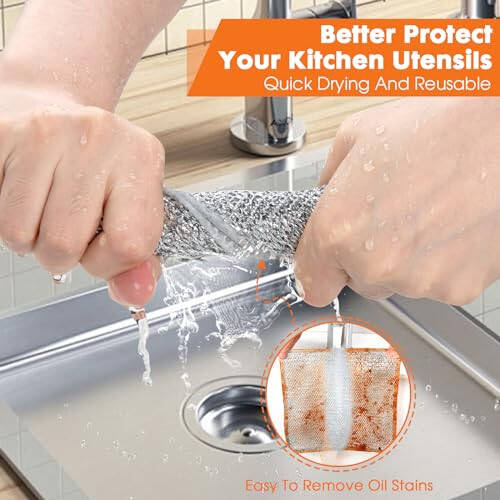 COBETE Non Scratch Wire Dishcloth,Double-Layer Wire Dishwashing Rags for Wet and Dry,Wire Miracle Cleaning Towels and Dish Cloths Multipurpose for Washing Dishes,Cookware, Sinks,Stove Tops,Pack of 6 - 3