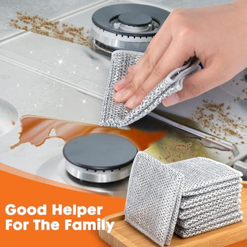 COBETE Non Scratch Wire Dishcloth,Double-Layer Wire Dishwashing Rags for Wet and Dry,Wire Miracle Cleaning Towels and Dish Cloths Multipurpose for Washing Dishes,Cookware, Sinks,Stove Tops,Pack of 6 - 6