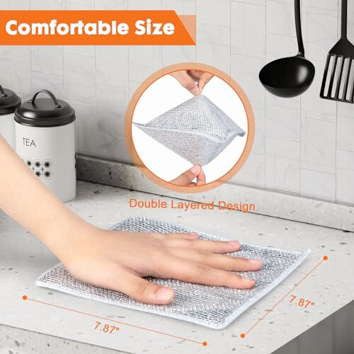 COBETE Non Scratch Wire Dishcloth,Double-Layer Wire Dishwashing Rags for Wet and Dry,Wire Miracle Cleaning Towels and Dish Cloths Multipurpose for Washing Dishes,Cookware, Sinks,Stove Tops,Pack of 6 - 7