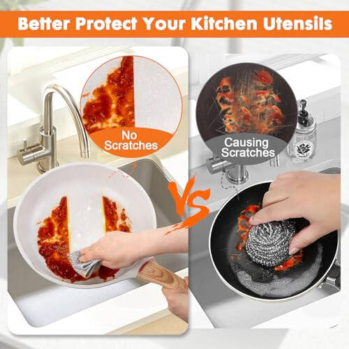 COBETE Non Scratch Wire Dishcloth,Double-Layer Wire Dishwashing Rags for Wet and Dry,Wire Miracle Cleaning Towels and Dish Cloths Multipurpose for Washing Dishes,Cookware, Sinks,Stove Tops,Pack of 6 - 2