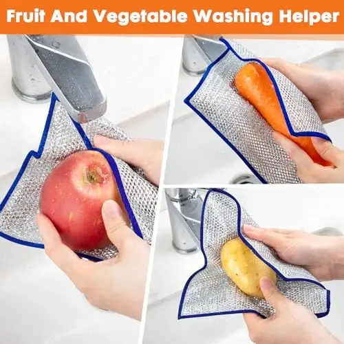 COBETE Non Scratch Wire Dishcloth,Double-Layer Wire Dishwashing Rags for Wet and Dry,Wire Miracle Cleaning Towels and dish Cloths Multipurpose For Washing Dishes,Cookware, Sinks,Stove Tops,10Pack Blue - 5