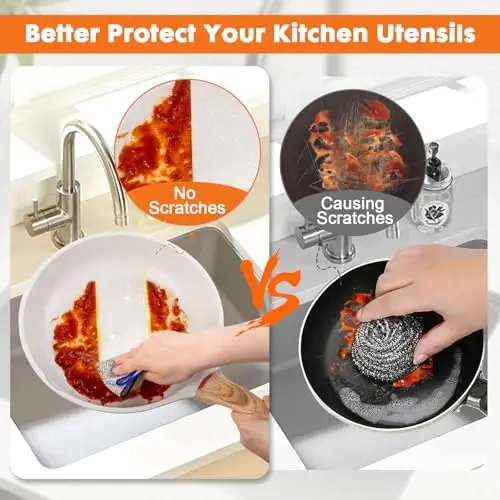 COBETE Non Scratch Wire Dishcloth,Double-Layer Wire Dishwashing Rags for Wet and Dry,Wire Miracle Cleaning Towels and dish Cloths Multipurpose For Washing Dishes,Cookware, Sinks,Stove Tops,10Pack Blue - 2