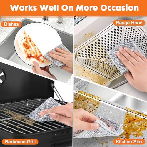 COBETE Non Scratch Wire Dishcloth,Double-Layer Wire Dishwashing Rags for Wet and Dry,Wire Miracle Cleaning Towels and Dish Cloths Multipurpose for Washing Dishes,Cookware, Sinks,Stove Tops,Pack of 6 - 4