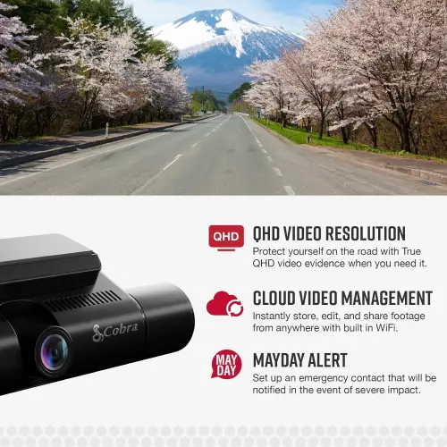 Cobra SC 220C Smart Dual View Front & Cabin Dash Cam - QHD 1440P, 360 Alerts, CarPlay & Android Auto - 6