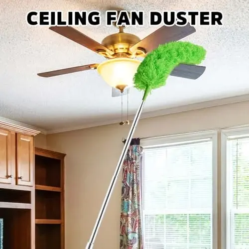 Cobweb Duster with Extension Pole, Bafezoze Ceiling Fan Duster with Long Handle, Spider Web Brush Flat Duster for Under Appliances High Ceilings Outdoor - 3