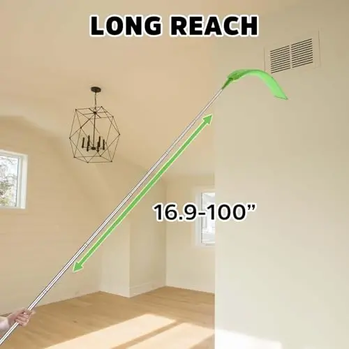 Cobweb Duster with Extension Pole, Bafezoze Ceiling Fan Duster with Long Handle, Spider Web Brush Flat Duster for Under Appliances High Ceilings Outdoor - 5
