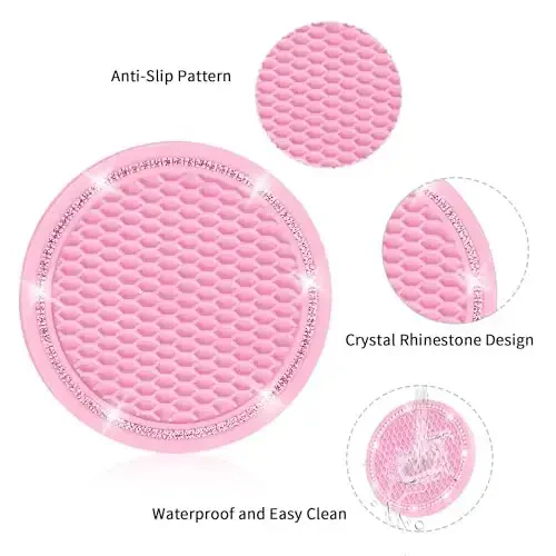COCASES Avtomobil stakanlari, 4 dona Universal Avtomobil Bling Avtomobil stakanlari, Stakan ushlagichlari uchun Rhinestone stakan, Avtomobil ichki aksessuarlari 2,75'' Ayollar uchun silikon avtomobil stakanlari (Pushti, Pushti kristalli doira) - 4