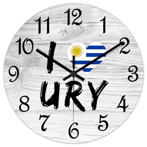 COCOKEN I Love Uruguay Wall Clock Wood Clock,Uruguay National Flag Round Wooden Clock Gifts Novelty Wall Clock for Home Kitchen Living Room Office 10 X 10 Inch - 2