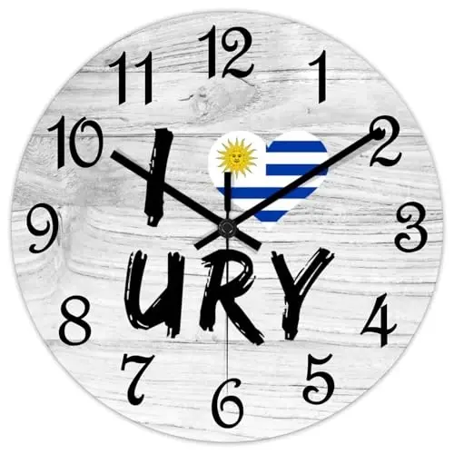 COCOKEN I Love Uruguay Wall Clock Wood Clock,Uruguay National Flag Round Wooden Clock Gifts Novelty Wall Clock for Home Kitchen Living Room Office 10 X 10 Inch - COCOKEN (1)