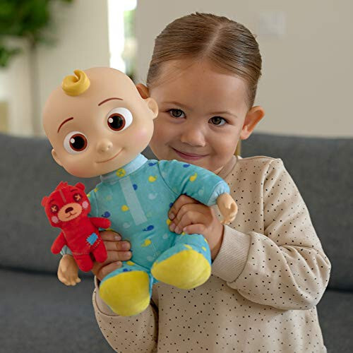 CoComelon Musical JJ Plush Doll - Press Tummy to Sing Bedtime Song Clips - Includes Feature and Small Pillow Plush Teddy Bears - 6