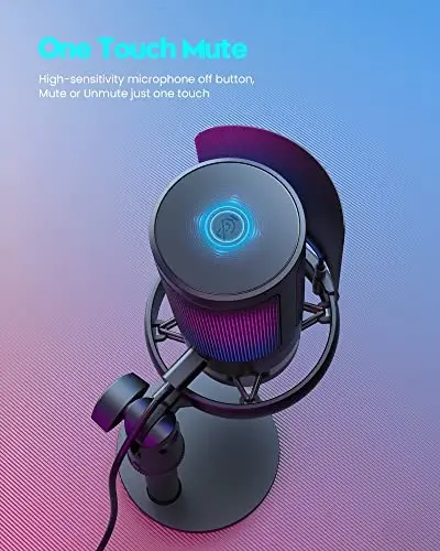 COCONISE Gaming Microphone, USB PC Mic for Podcasts Videos, Streaming, Condenser Mic with Quick Mute, Tripod Stand, Pop Filter, RGB Indicator, Shock Mount, Rotate gain button, Compatible with PS4/5/PC - 3