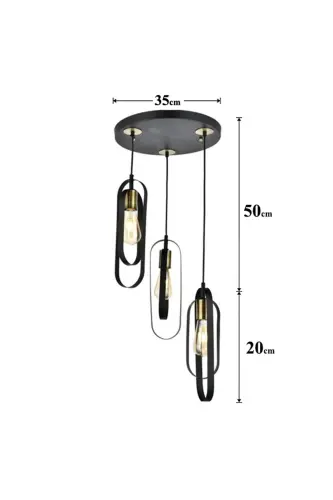 Cocoon 3-Piece Round Black Modern Youth Room Kitchen Retro Living Room Pendant Chandelier - 4