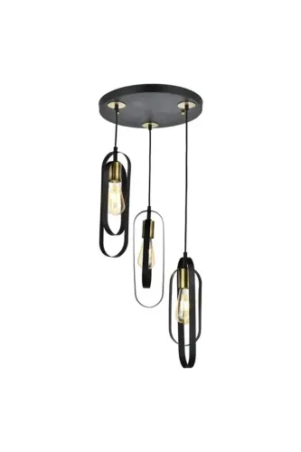 Cocoon 3-Piece Round Black Modern Youth Room Kitchen Retro Living Room Pendant Chandelier - 5
