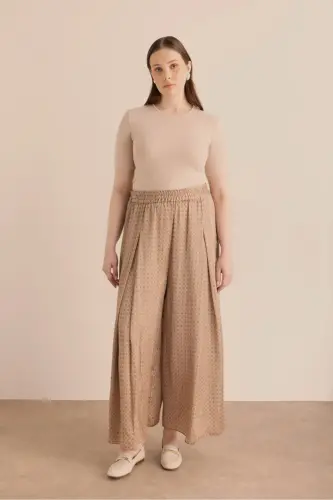 Cocoon Pattern Detailed Wide Leg Trousers - 1