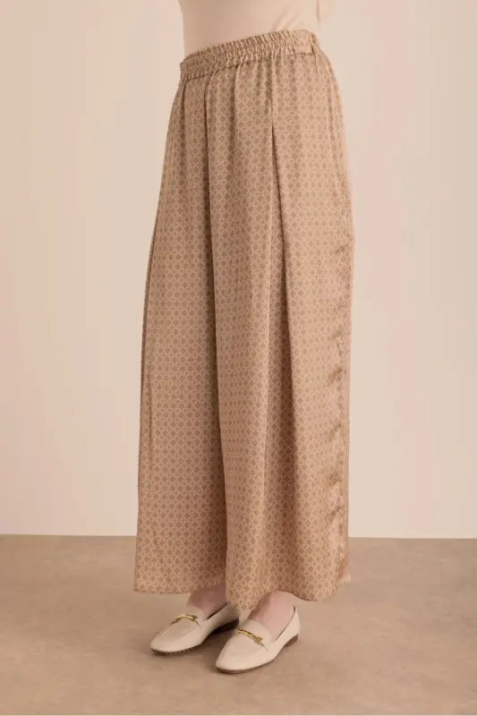 Cocoon Pattern Detailed Wide Leg Trousers - 5