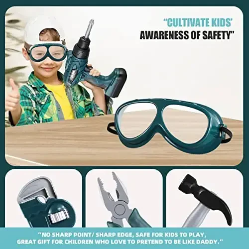 Kids Tool Box–Zealous 48 PCS Pretend Play Tools Toys for Toddler,Electric Drill Kids Tool Kit for Boys & Girls Ages 3-8 Years Old, Construction Tool Kit Playset for Boys - 3