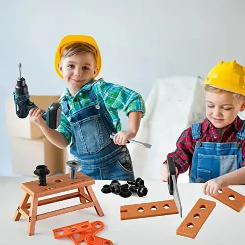 Kids Tool Box–Zealous 48 PCS Pretend Play Tools Toys for Toddler,Electric Drill Kids Tool Kit for Boys & Girls Ages 3-8 Years Old, Construction Tool Kit Playset for Boys - 4