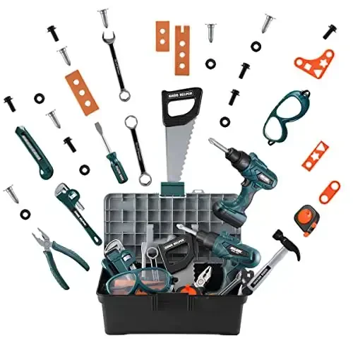 Kids Tool Box–Zealous 48 PCS Pretend Play Tools Toys for Toddler,Electric Drill Kids Tool Kit for Boys & Girls Ages 3-8 Years Old, Construction Tool Kit Playset for Boys - 5