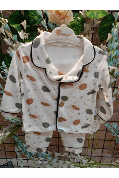 Çocuk Alt-Üst Önden Düğmeli Pijama Takımı-Kaplumbağalı - MINILOVE (1)