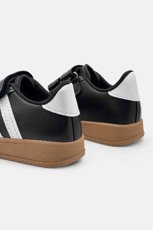 Çocuk Ayakkabı Spor Rahat ve Hafif Taban Unisex Cırtlı Siyah Unisex Çocuk Sneaker-Siyah 2 - 4