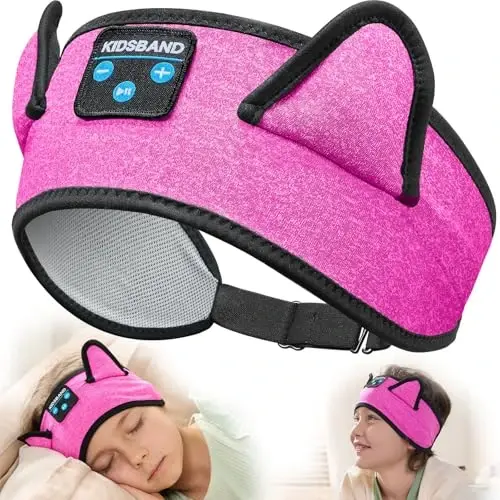 KIDSBAND Kids Headband Headphones, Baby Headphones, Wireless and Wired Playback 3.5 MM Jack for School, Foldable Adjustable Children Headset for Girls Boys,Kindle Tablet Cellphones Airplane Travel 