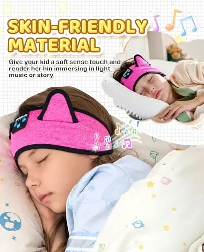 KIDSBAND Kids Headband Headphones, Baby Headphones, Wireless and Wired Playback 3.5 MM Jack for School, Foldable Adjustable Children Headset for Girls Boys,Kindle Tablet Cellphones Airplane Travel - 2