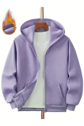 Çocuk Baskısız Fermuarlı Hırka/Ceket-lila 